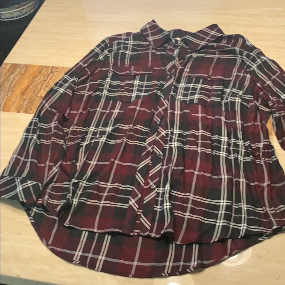 Black Maroon and white Striped Dress Shirt